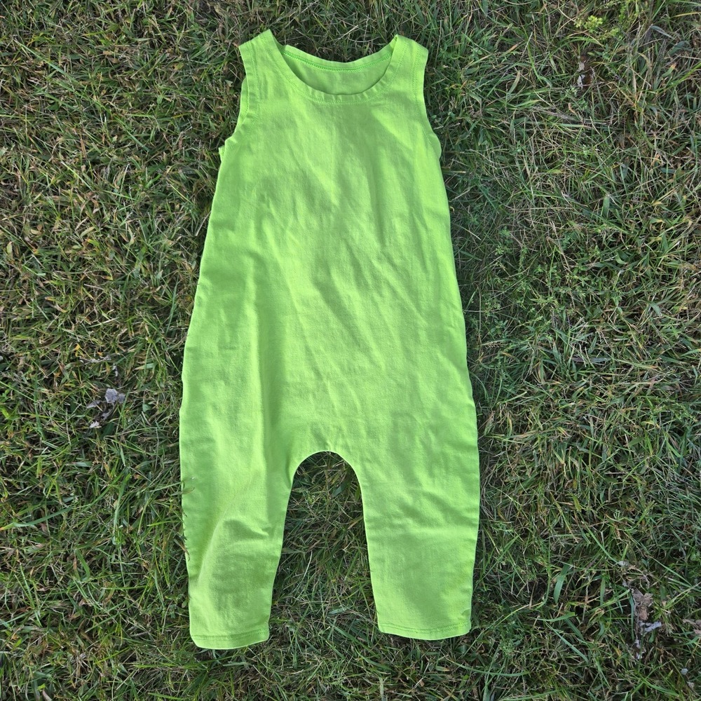 June & January Lime Green Cotton Basicโ Minimalist Romper Jumpsuit 6-12 Months
